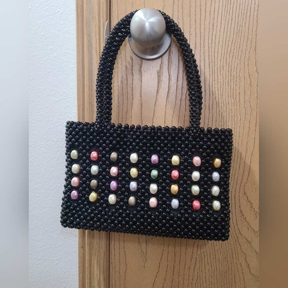 Vintage Kitsch Granny Cottagecore Acrylic Beaded Handbag Purse - Picture 2 of 4